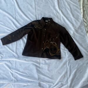 Chico's Dark Brown Embroidered Top